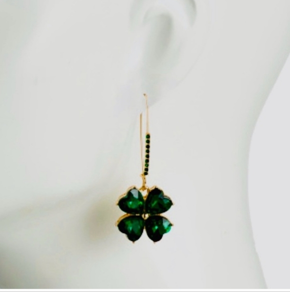 Betsey Johnson Dark💚 Green Clover Earrings/ NWB Dangling Earrings✨️💚☘️ - Picture 6 of 14